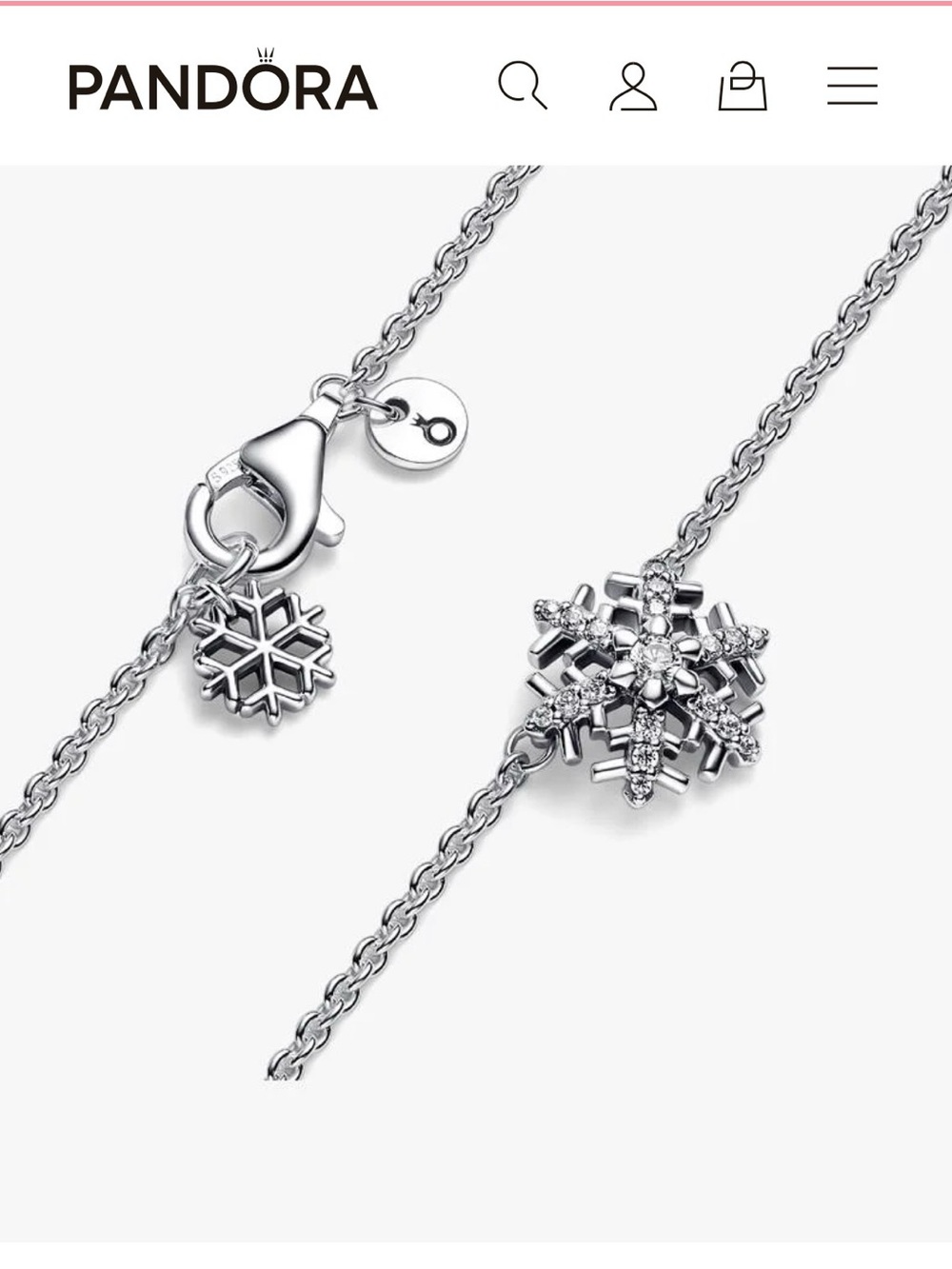 Pandora Silver Snowflake Necklace Silver Sparkle